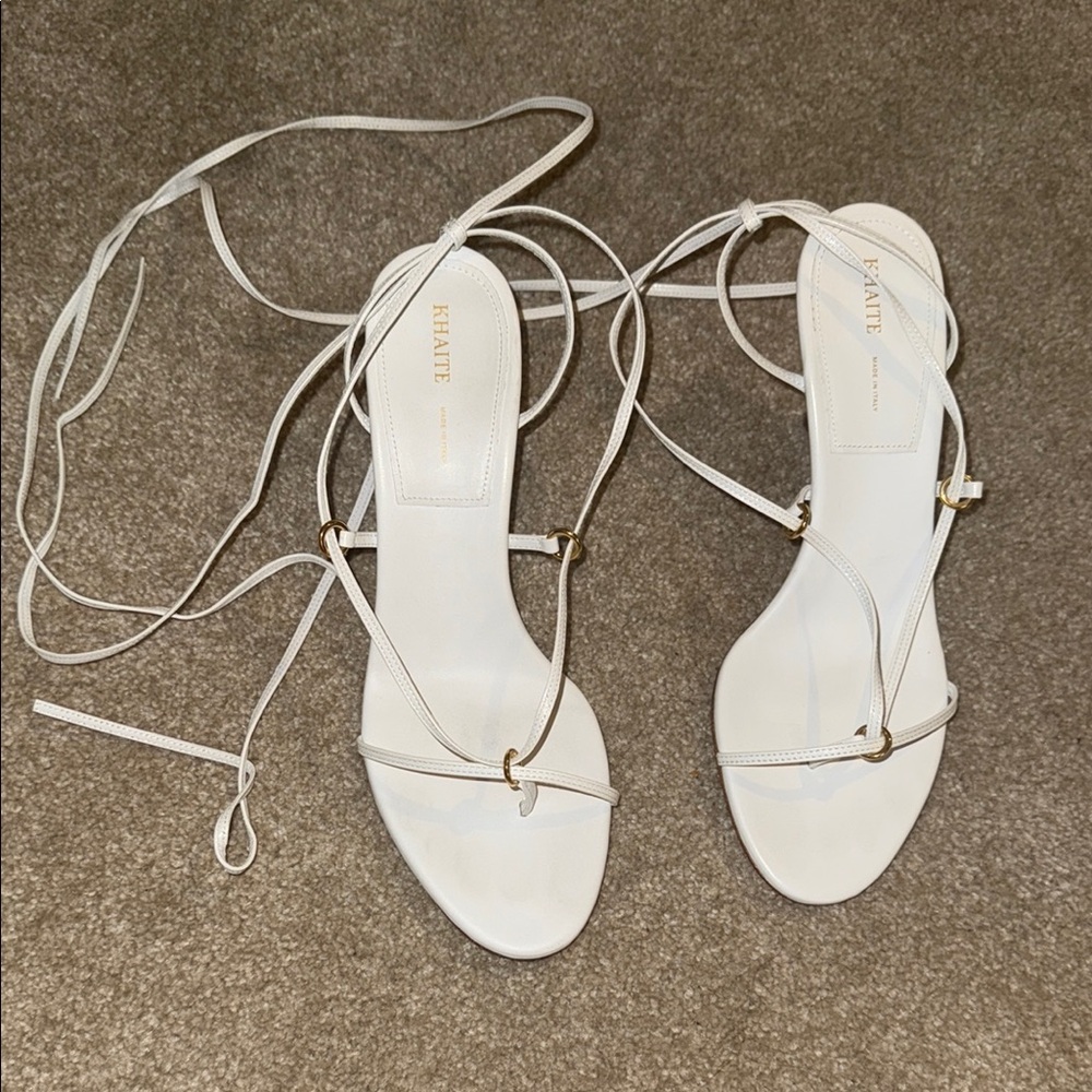 KHAITE White Heels Minimalist Strappy Design